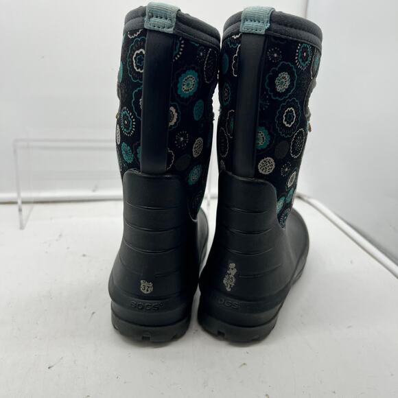 Bogs Boots Kids Youth 11 Neo Classic B Eye Dots Winter Snow Black Teal - Picture 6 of 9